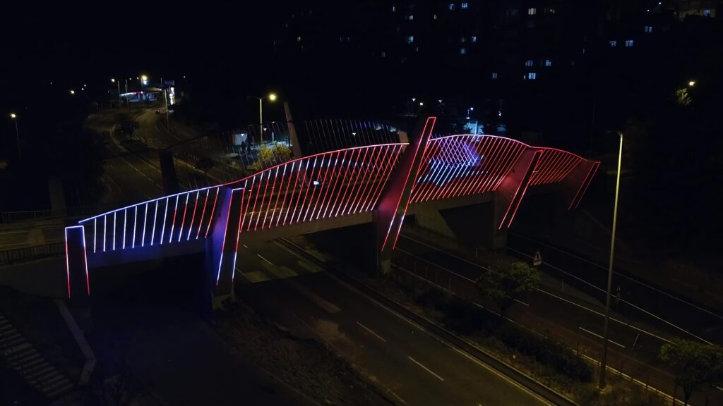 Kızılcahamam Ankara - İstanbul karayolu üzerinde köprü aydınlatma projesi tasarımı.
