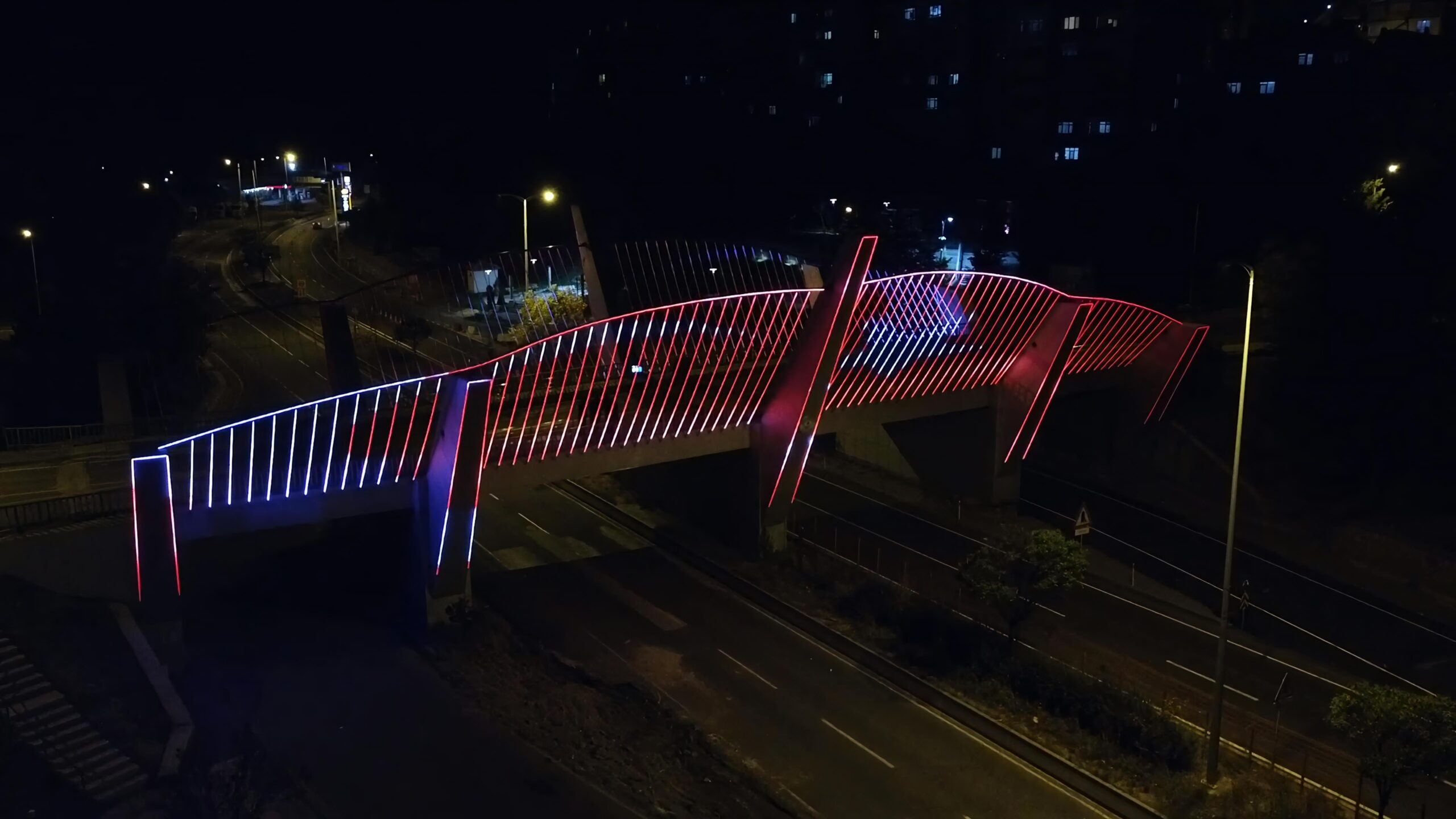 Kızılcahamam Ankara - İstanbul karayolu üzerinde köprü aydınlatma projesi tasarımı.