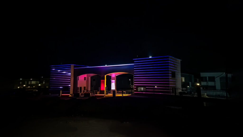 Safat Basra Irak Basra şehrinde dış cephe aydınlatma projesi tasarımı.