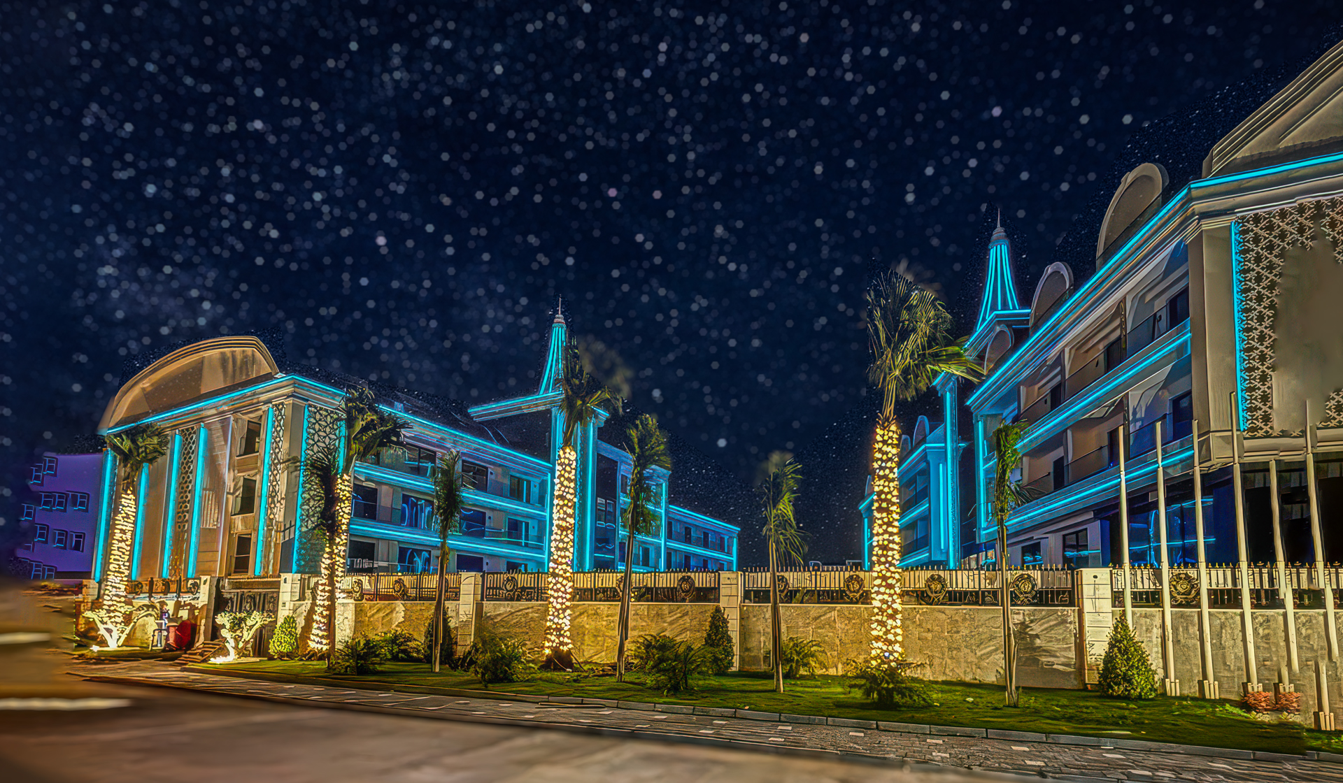 Belenli Hotel dış cephe aydınlatma projesi tasarımı.